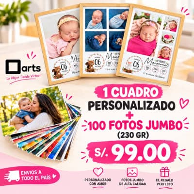 100 FOTOS JUMBO 10X15 + 1 CUADRO PERSONALIZADO